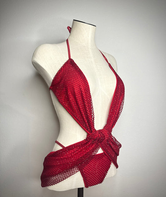 Cherry V Drape Dress